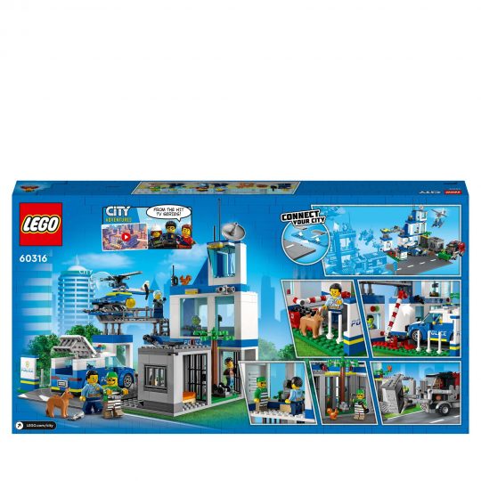 LEGO City Police stazione di polizia, con camion della spazzatura ed elicottero giocattolo, 60316 - LEGO