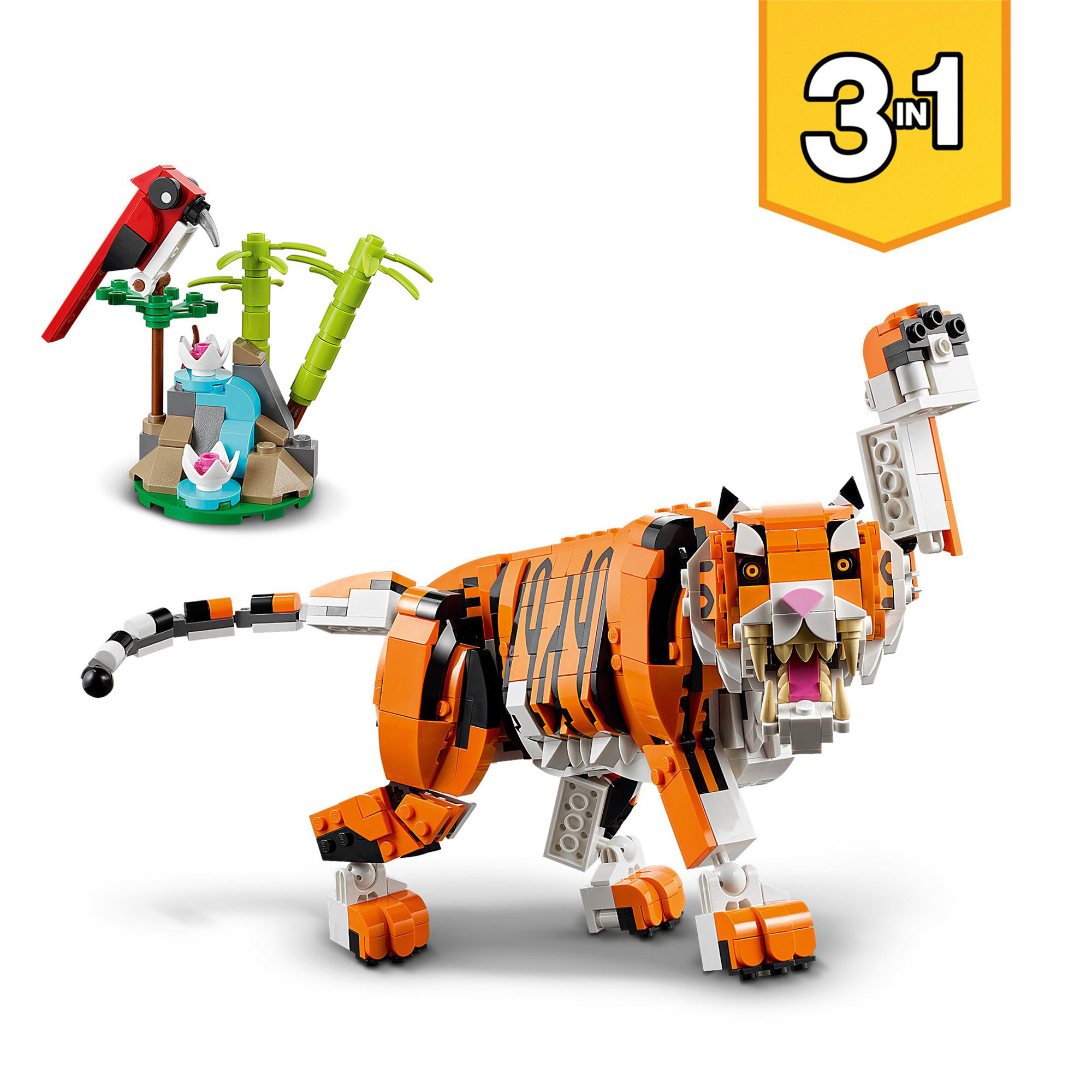 LEGO Creator 3 in 1 tigre maestosa, con animali, 31129 - LEGO