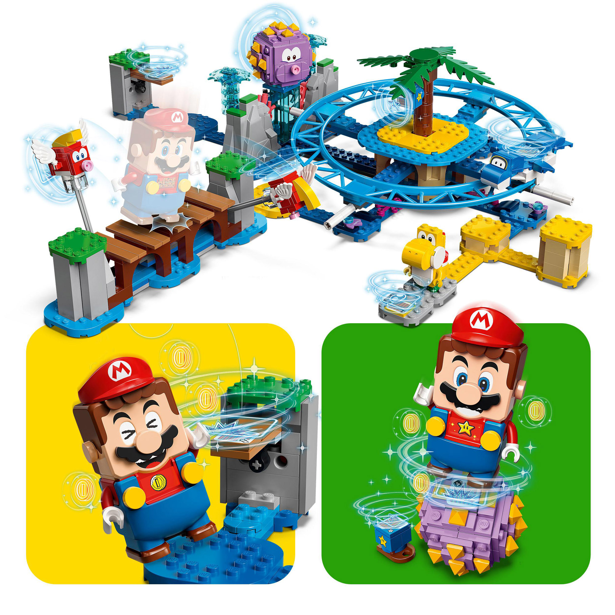 Lego Super Mario spiaggia del ricciospino gigante - pack di espansione, con Yoshi e Delfino, 71400 - LEGO, Super Mario