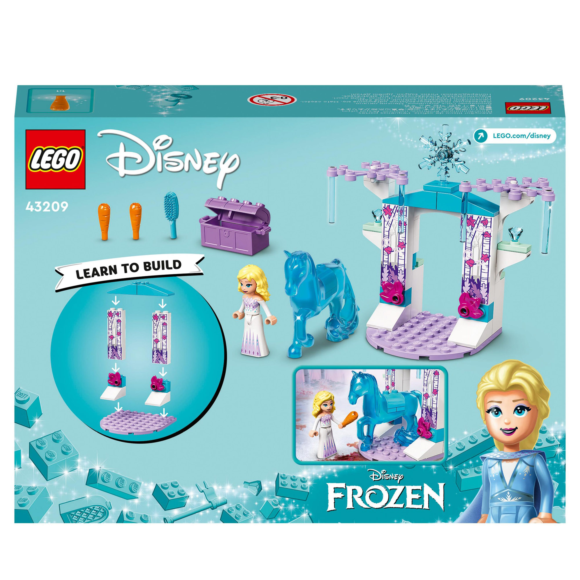 LEGO Disney 43209 Elsa e la stalla di ghiaccio di Nokk, mini bambolina e cavallo giocattolo - Disney, LEGO