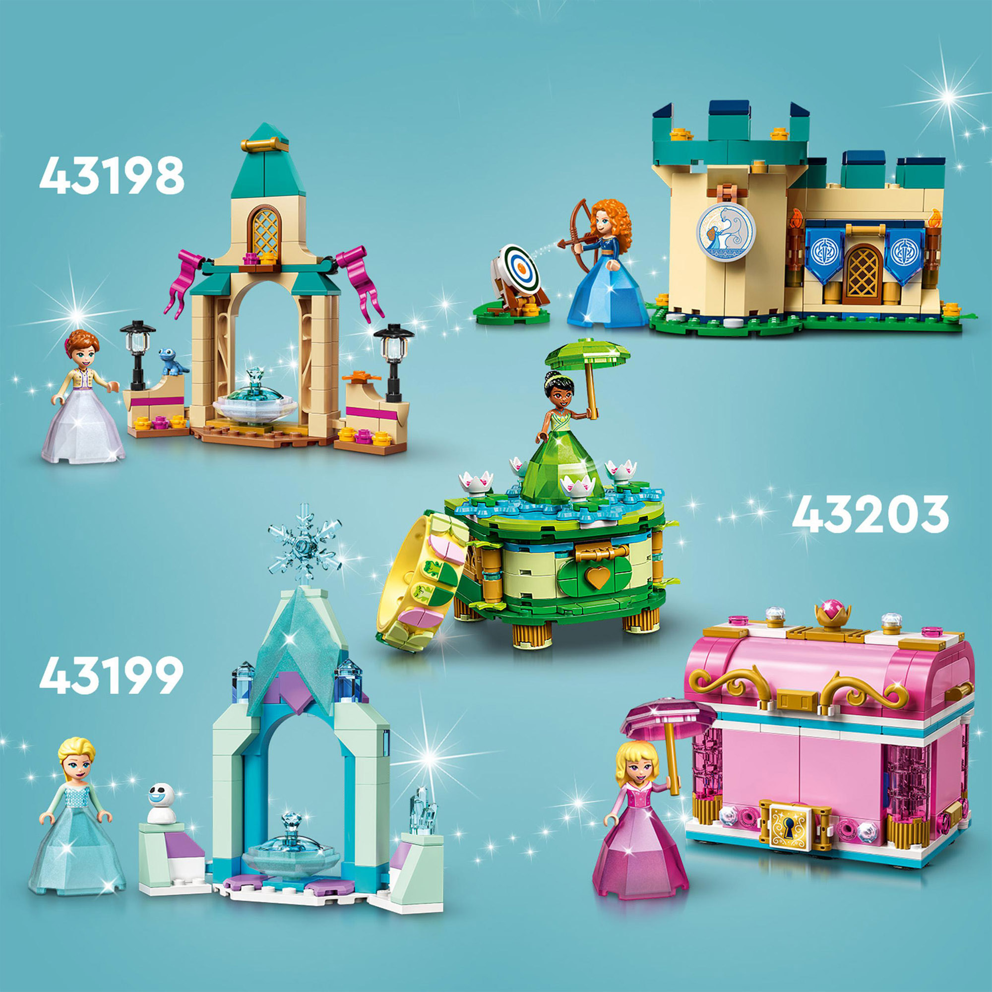 LEGO Disney il cortile del castello di elsa, giocattolo con principessa frozen 2, collezione abito diamante, 43199 - Disney, LEGO