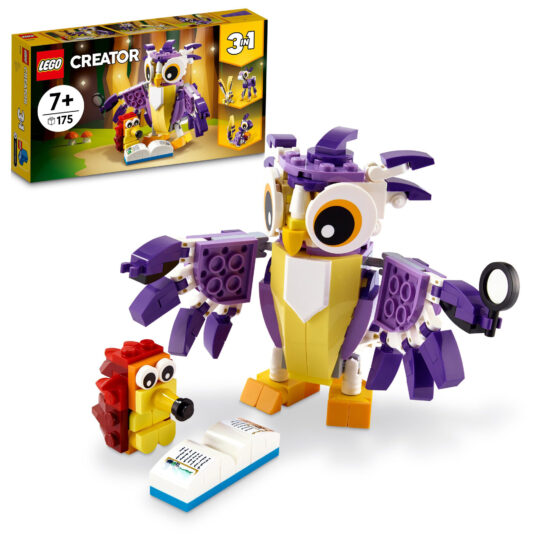 LEGO Creator 31125 3in1 creature della foresta fantasy, set con animali con gufo e coniglio - LEGO