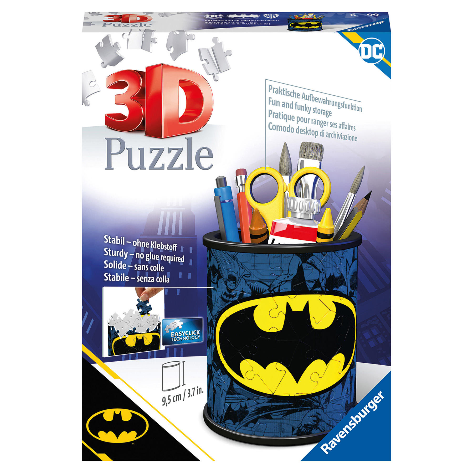 Ravensburger Puzzle 3D Portapenne Batman 54 Pezzi - DC Comics, Ravensburger