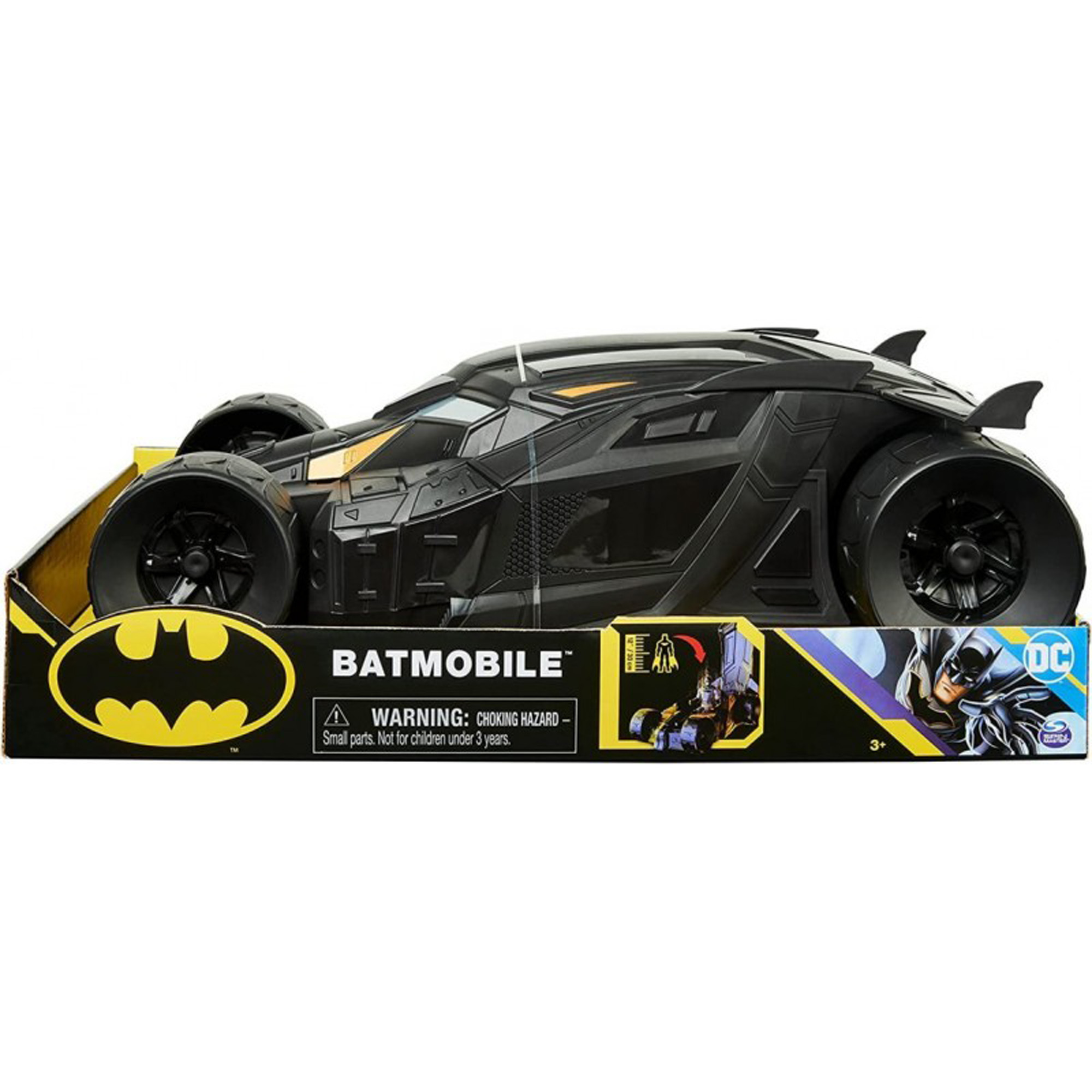 Batmobile nera con tettuccio apribile, contenitore personaggi - DC Comics