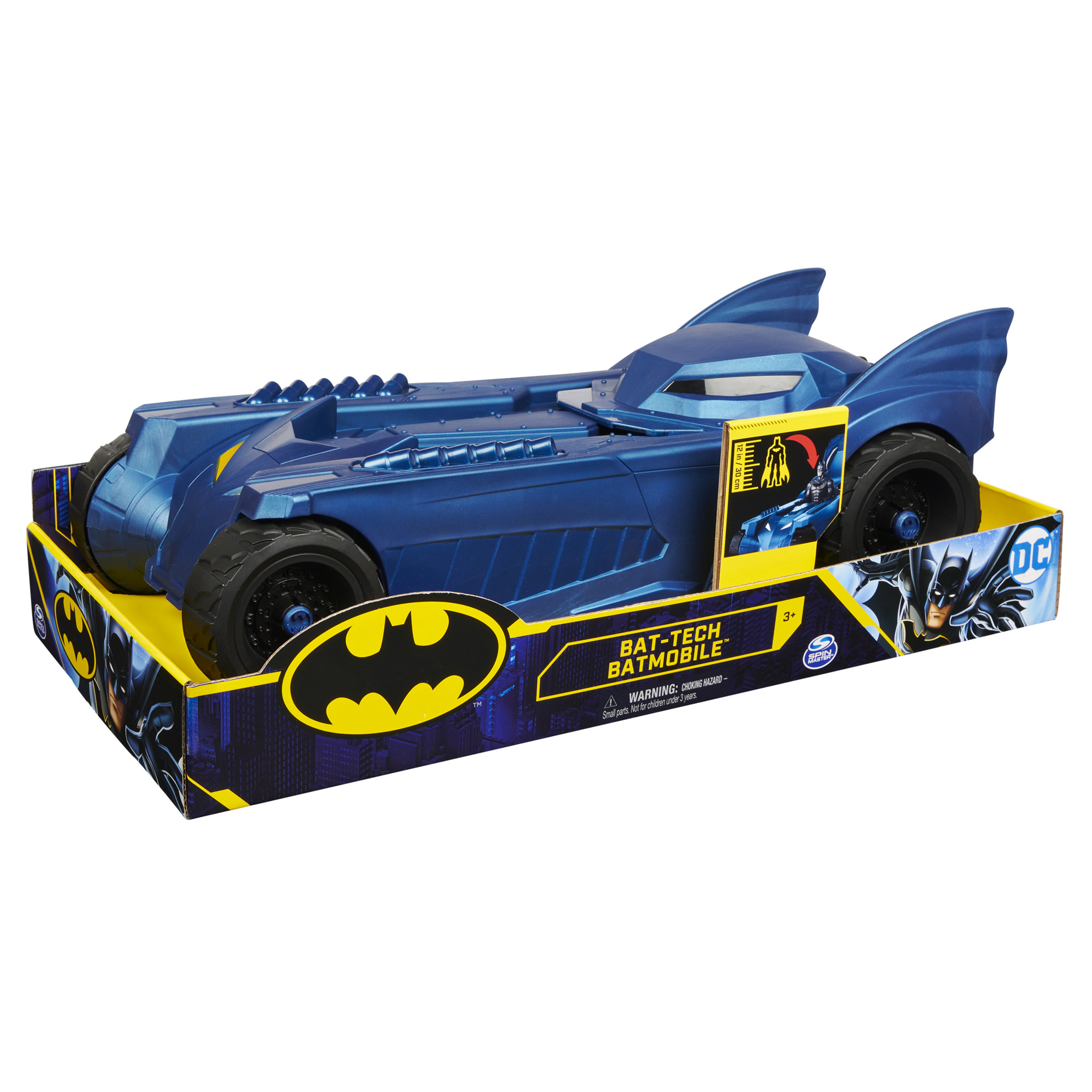 Batmobile blu con tettuccio apribile, contenitore personaggi - DC Comics