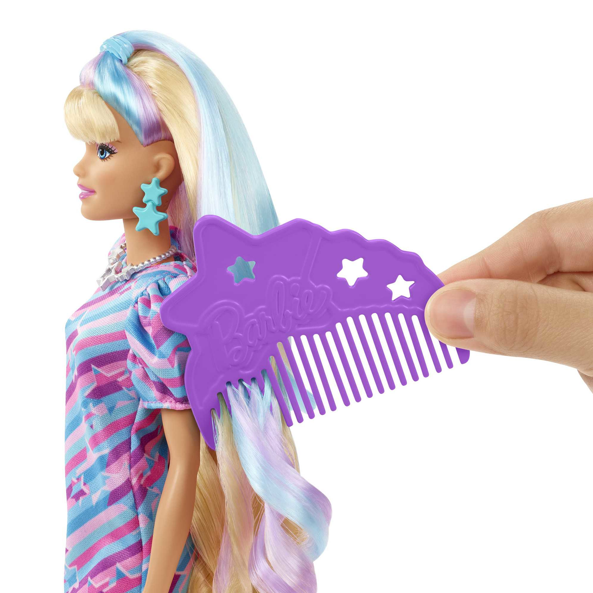 Barbie Super Chioma con abito a stelle e 15 accessori - Barbie