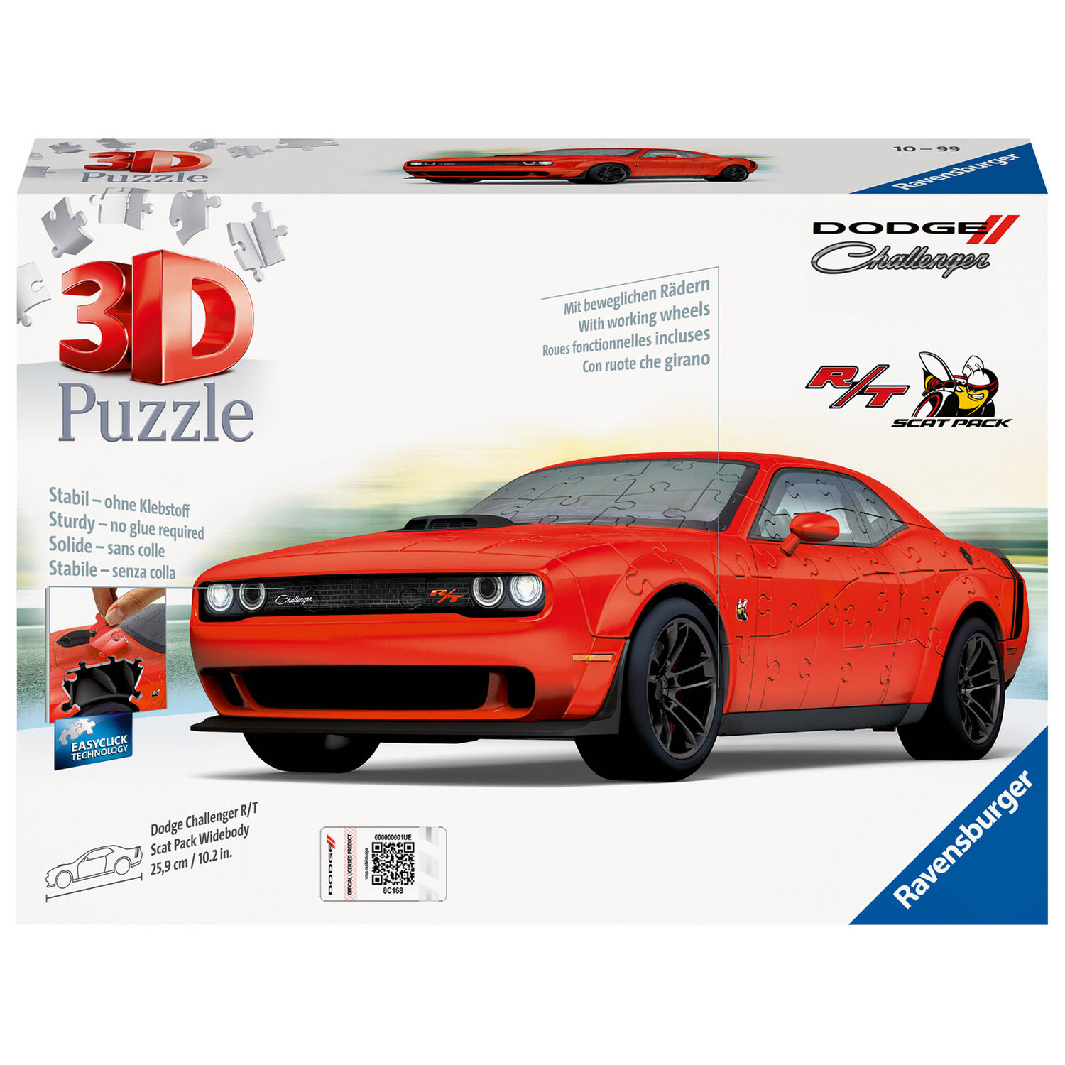 Puzzle 3D Dodge Challenger Scat Pack Red, 108 Pezzi Ravensburger - Ravensburger