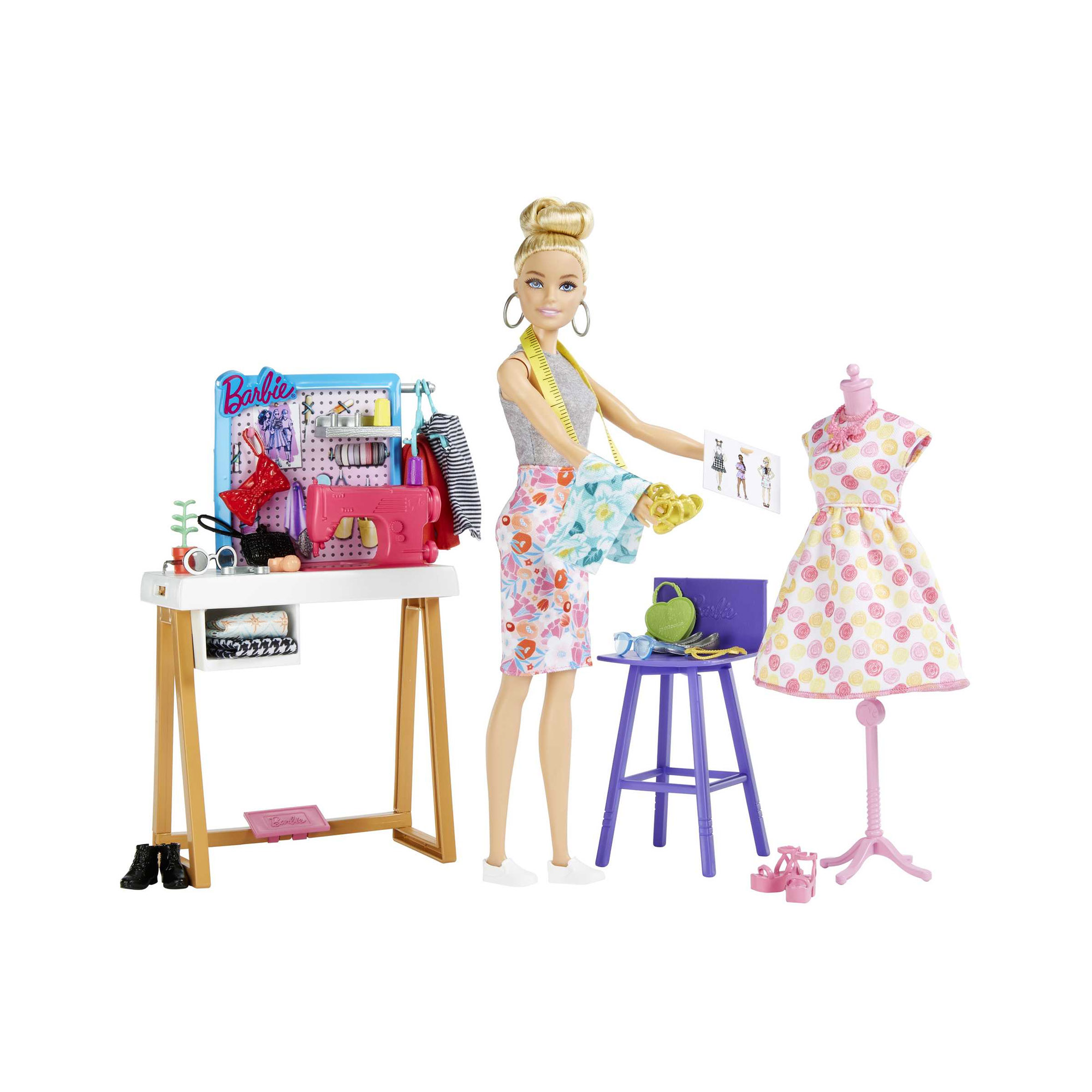 Playset Atelier con Barbie Stilista, outfit alla moda e accessori - Barbie