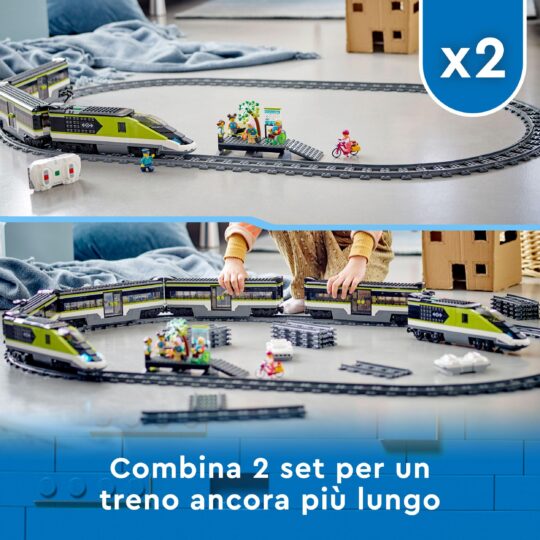 LEGO City 60337 Treno Passeggeri Espresso, con Locomotiva Telecomandata con Luci e Binari - LEGO