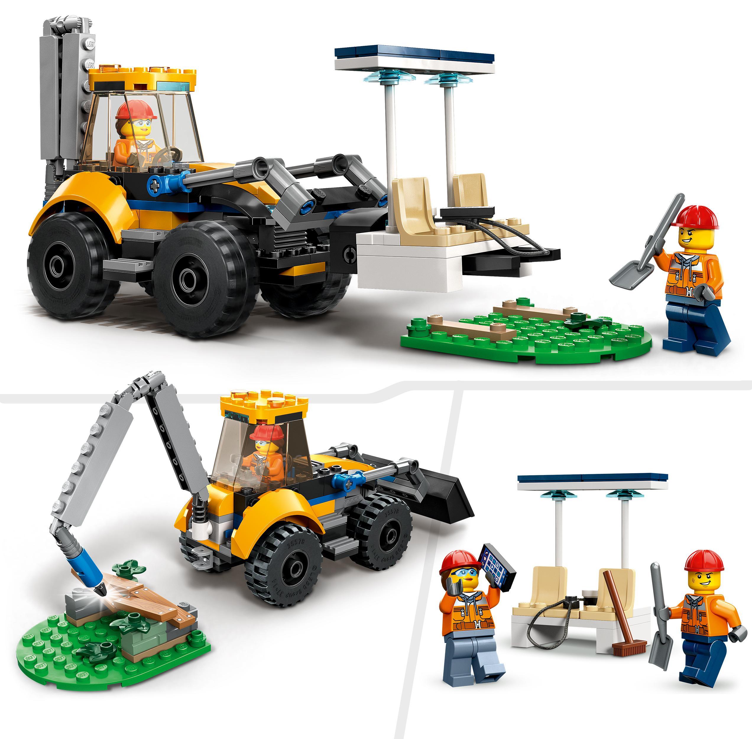 LEGO City 60385 Scavatrice per Costruzioni, Escavatore Giocattolo con Minifigure - LEGO