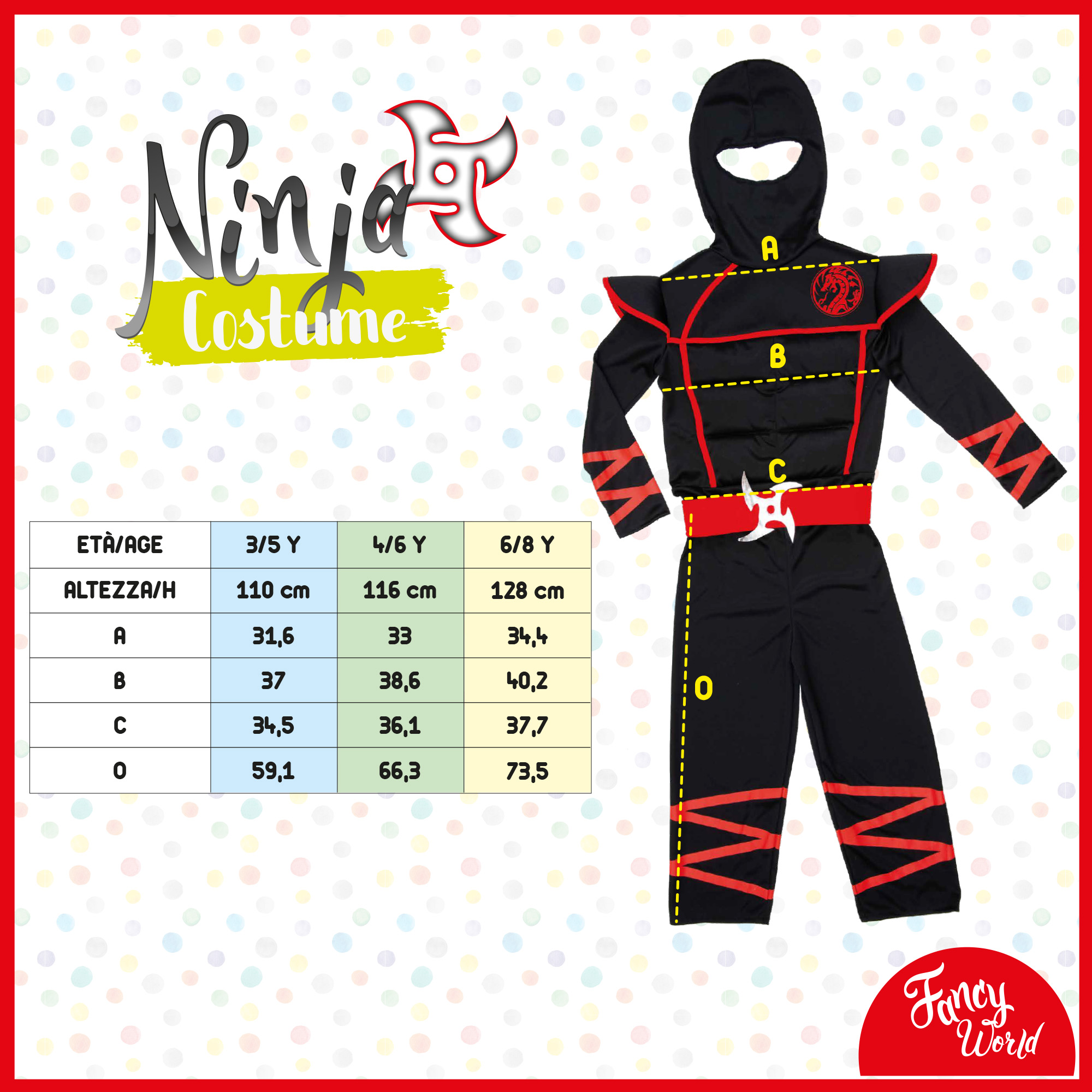 Costume Ninja da 3 a 8 anni - Fancy World