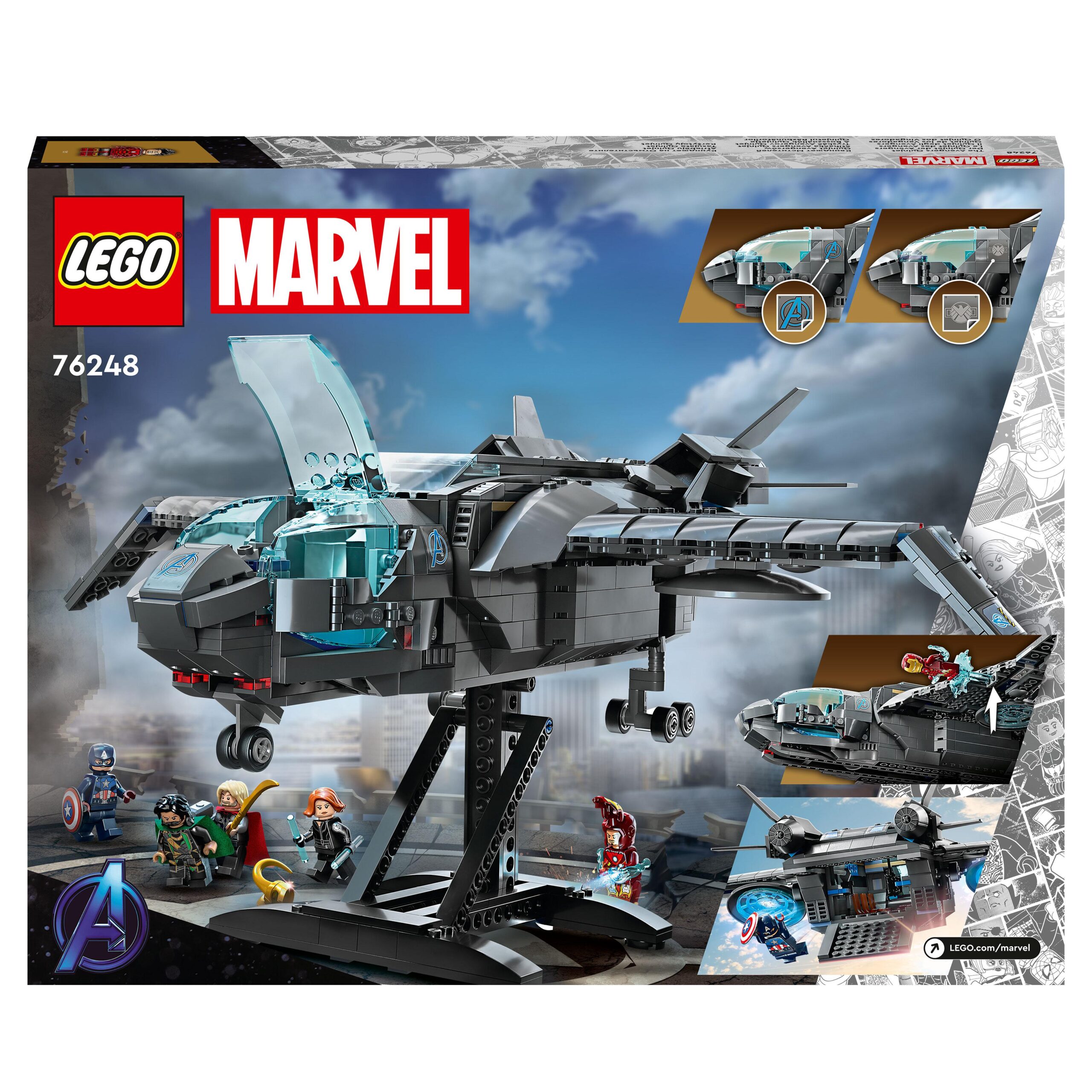 LEGO Marvel 76248 Il Quinjet degli Avengers, Astronave Giocattolo con Minifigure - LEGO, Marvel