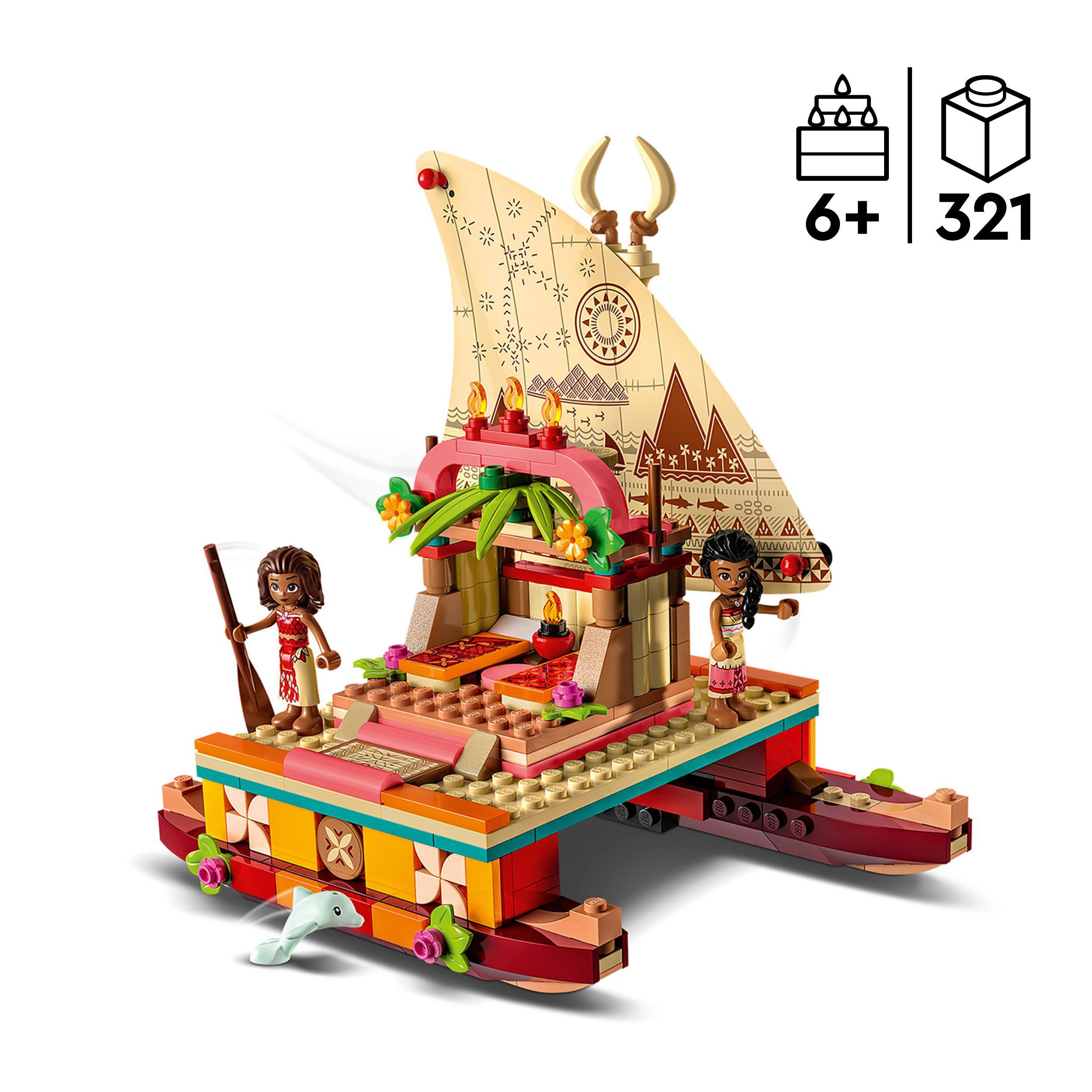 LEGO Disney Princess 43210 La Barca a Vela di Vaiana con Mini Bamboline e Delfino - LEGO