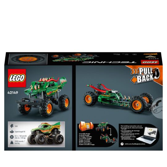 LEGO Technic 42149 Monster Jam Dragon, Set 2 in 1 con Pull-Back, Monster Truck e Buggy - LEGO