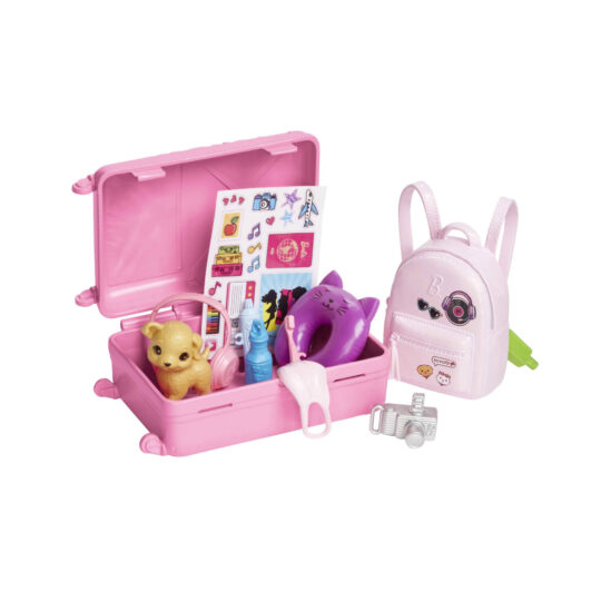 Barbie Set Da Viaggio Malibu, Bambola con cagnolino e valigie con rotelle incluse - Barbie