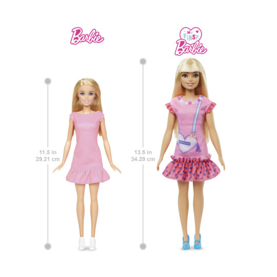 La Mia Prima Barbie, Bambola alta 34 cm  con abito rosa e borsetta a forma di cuore - Barbie