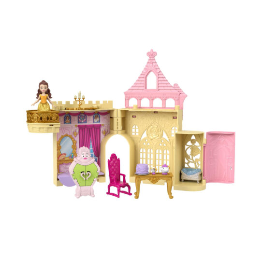 Set Componibili il Castello Di Belle, Playset trasportabile con bambola Belle, 4 amici e accessori, Disney Frozen - Disney
