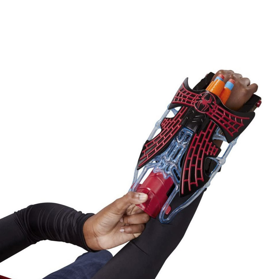 Blaster Tri-Shot, giocattolo Nerf con 3 dardi Spider-Man, Miles Morales - Marvel