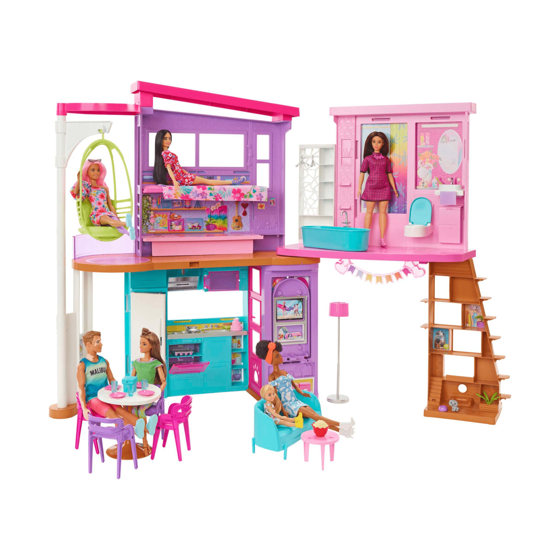 Barbie Casa Di Malibu, Playset Casa delle Bambole con 2 piani, 6