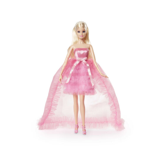 Barbie Birthday Wishes Bionda Collezionabile per le occasioni speciali, con abito rosa in raso e tulle - Barbie