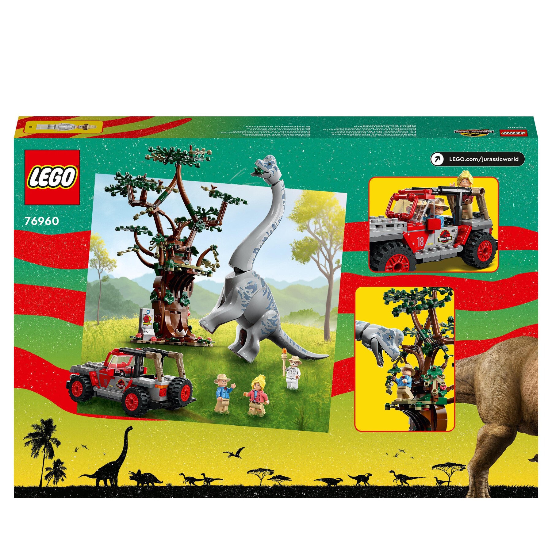 LEGO Jurassic Park 76960 La Scoperta Del Brachiosauro, con Jeep Wrangler da costruire - Jurassic World, LEGO