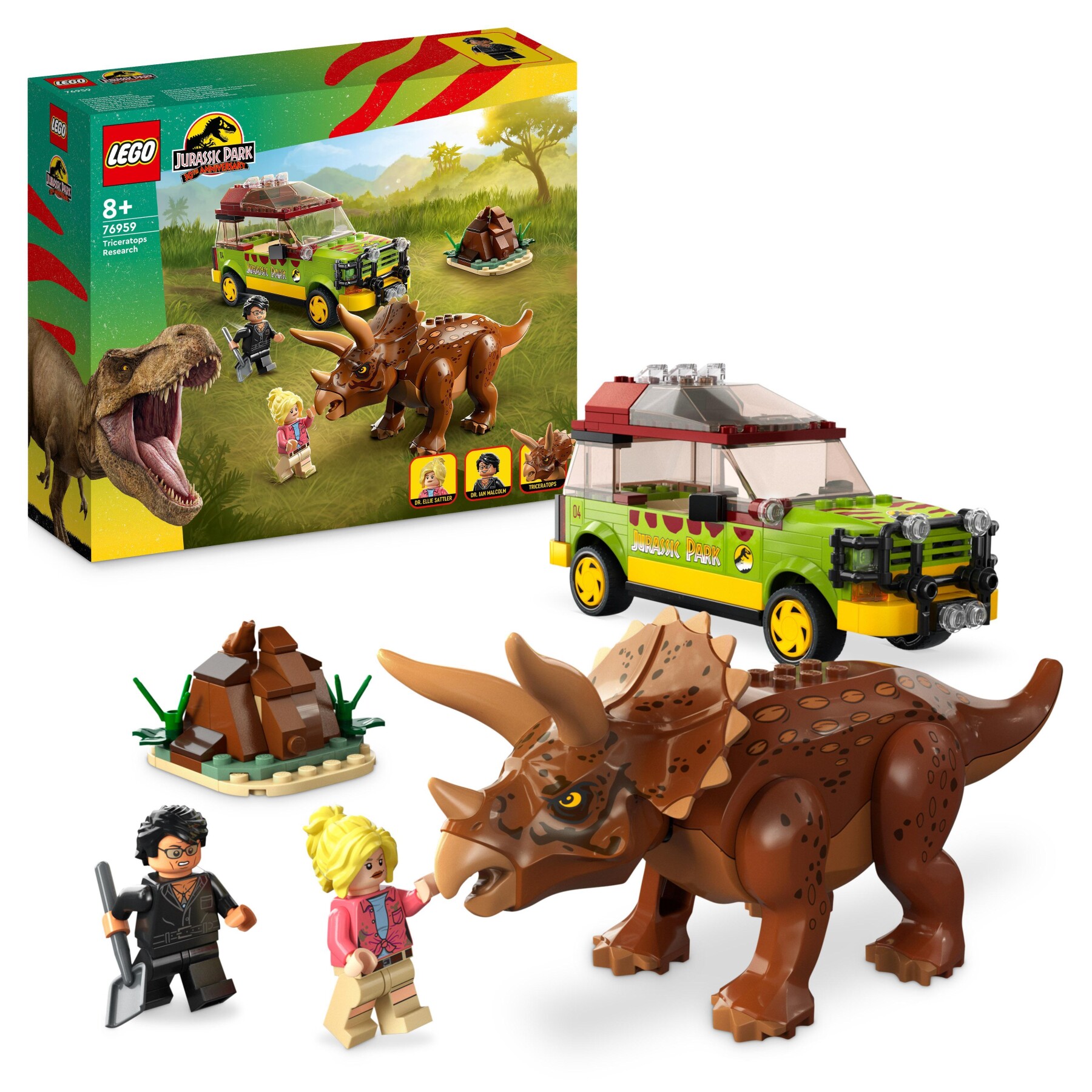 LEGO Jurassic Park 76959 La Ricerca Del Triceratopo, Collezione 30° Anniversario - Jurassic World, LEGO