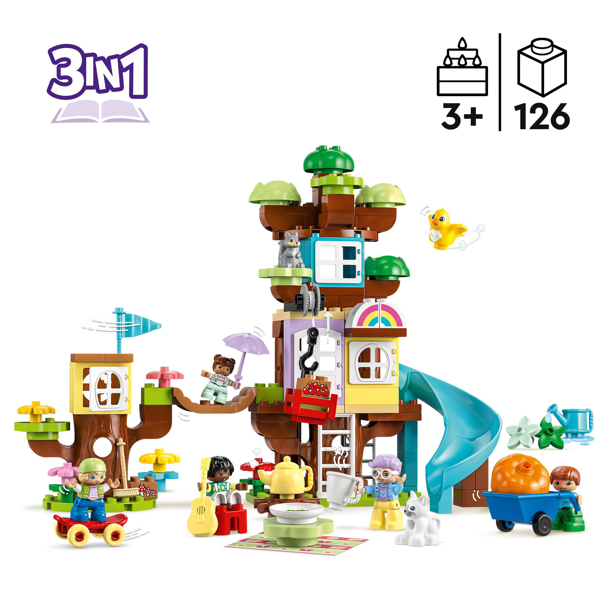 LEGO DUPLO 10993 Casa sull’Albero 3 in 1, Attività didattiche con 4 personaggi e animali - LEGO
