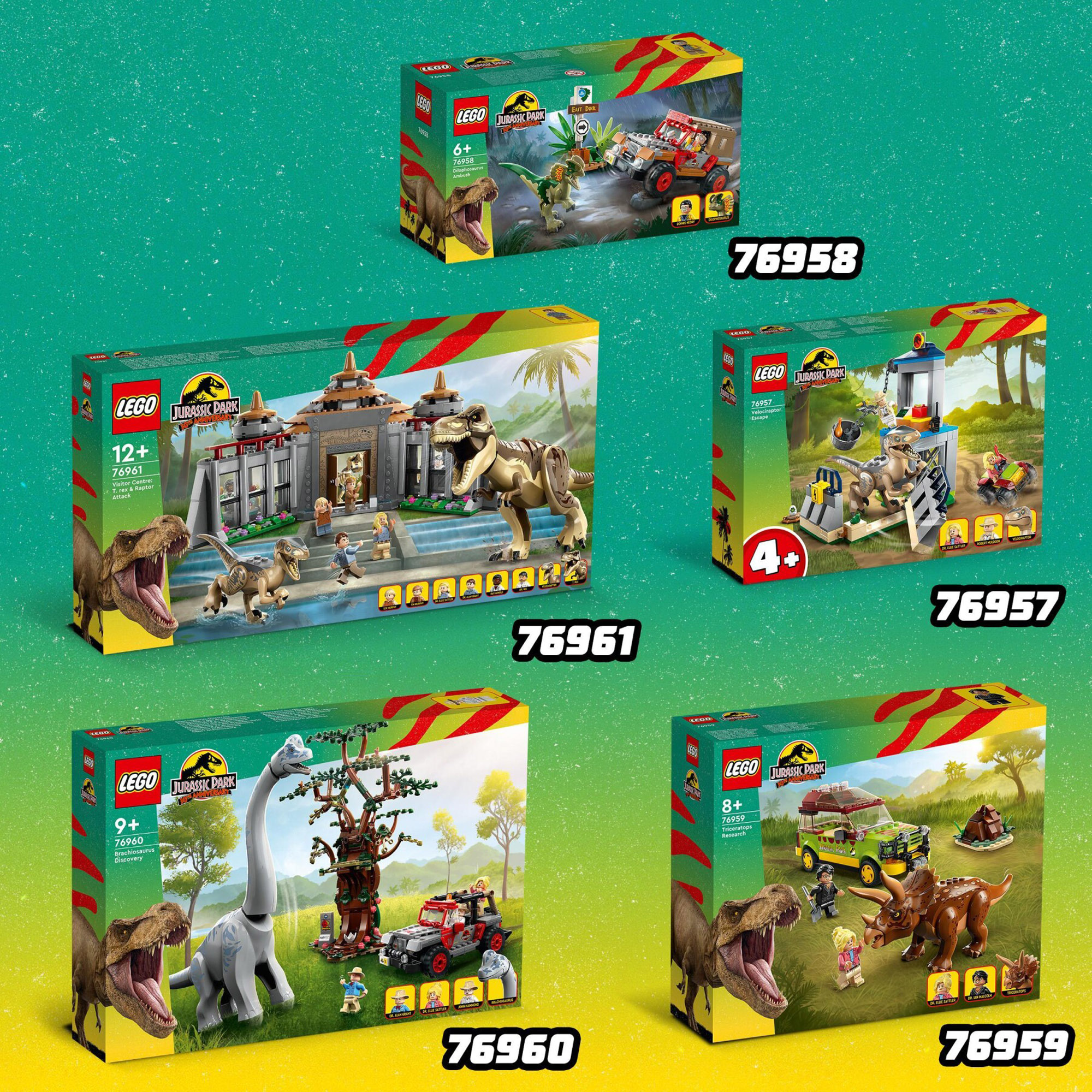 LEGO Jurassic Park 76957 La fuga del Velociraptor, dinosauro con fuoristrada e minifigures - Jurassic Park, LEGO
