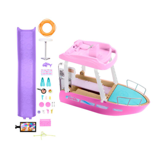 Barca dei sogni di Barbie, playset con piscina, scivolo, delfino e più di 20 accessori - Barbie