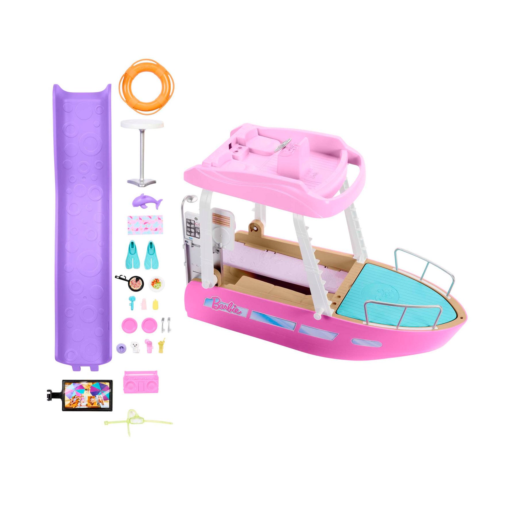 Barca dei sogni di Barbie, playset con piscina, scivolo, delfino e più di  20 accessori in Vendita Online