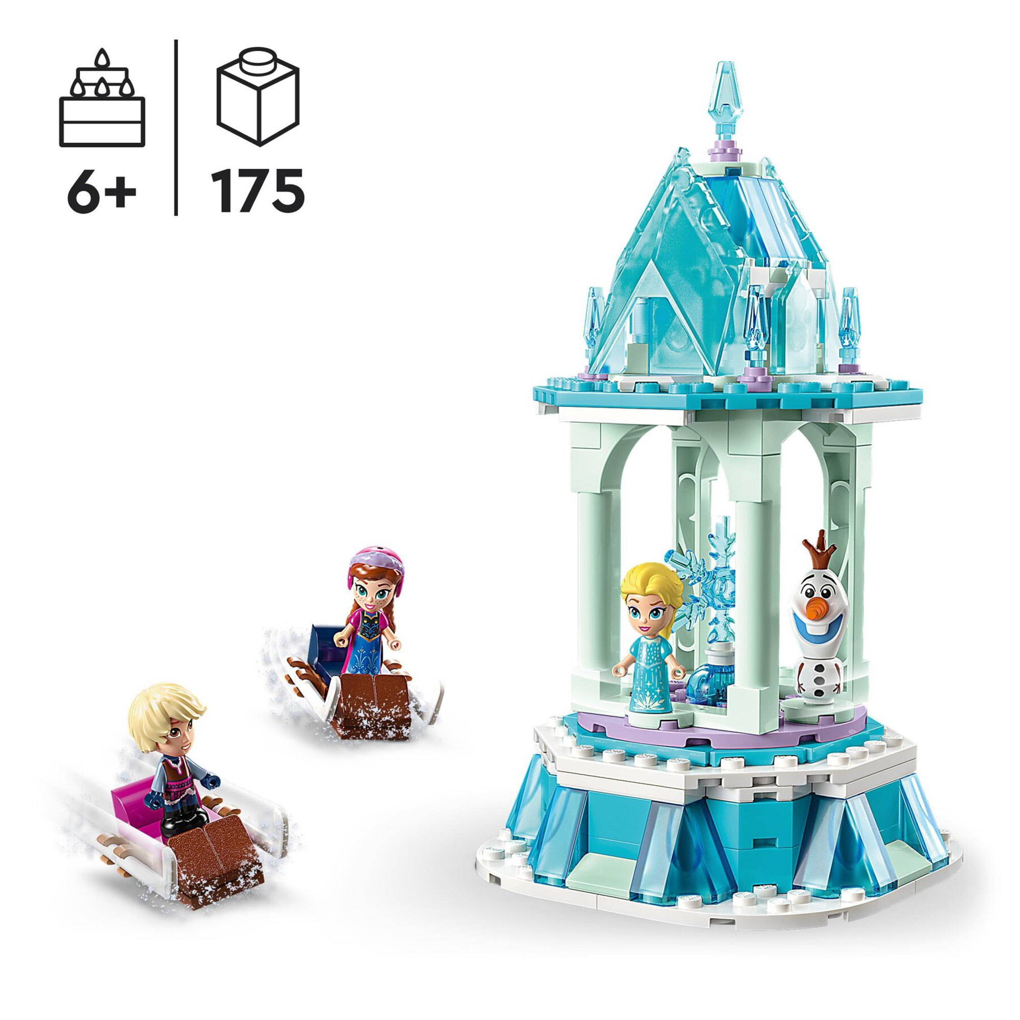 LEGO Disney Frozen 43218 La giostra magica di Anna ed Elsa, con micro bambolina - Disney, LEGO