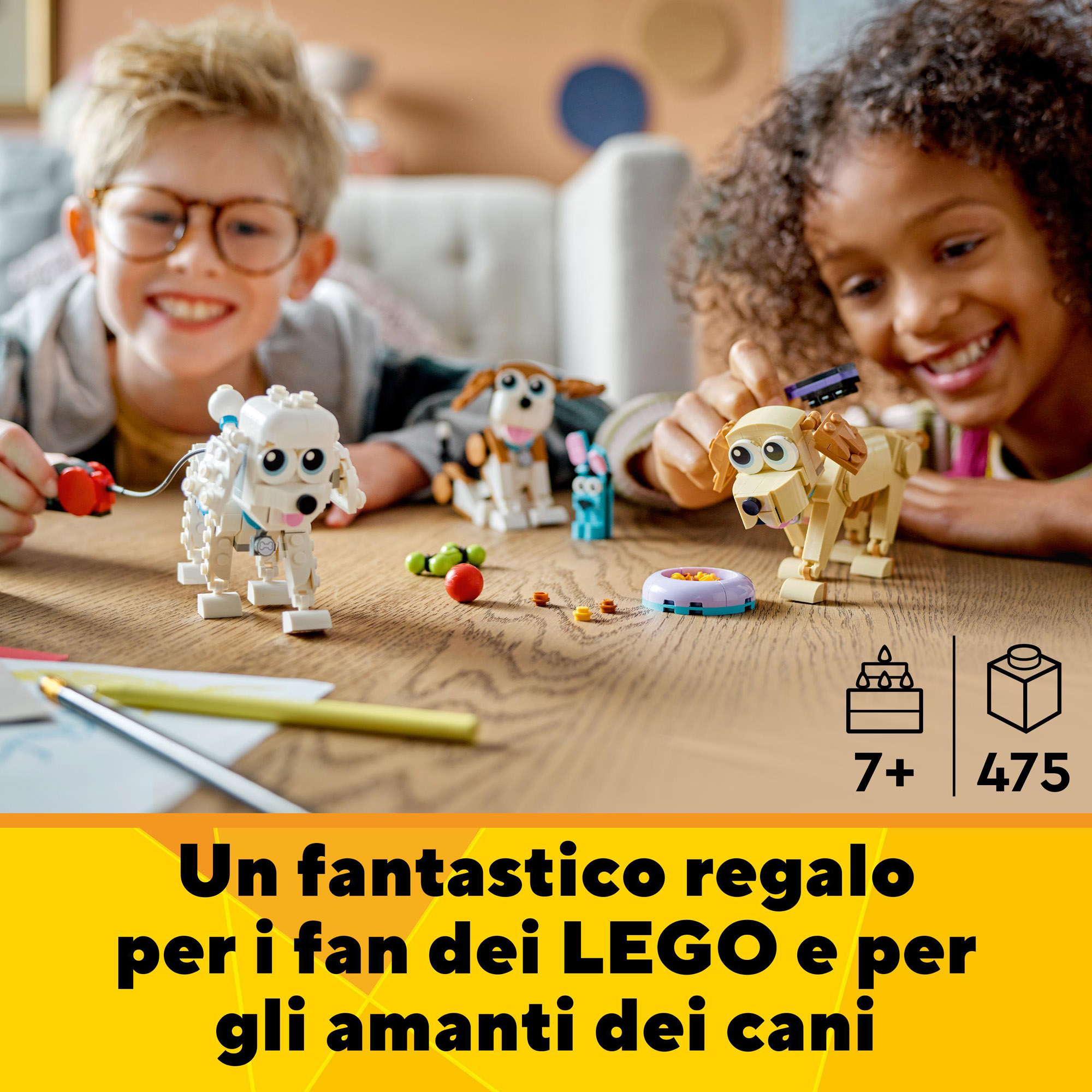 LEGO Creator 31137 Adorabili Cagnolini, Set 3 in 1 con Bassotto, Carlino e Barboncino - LEGO