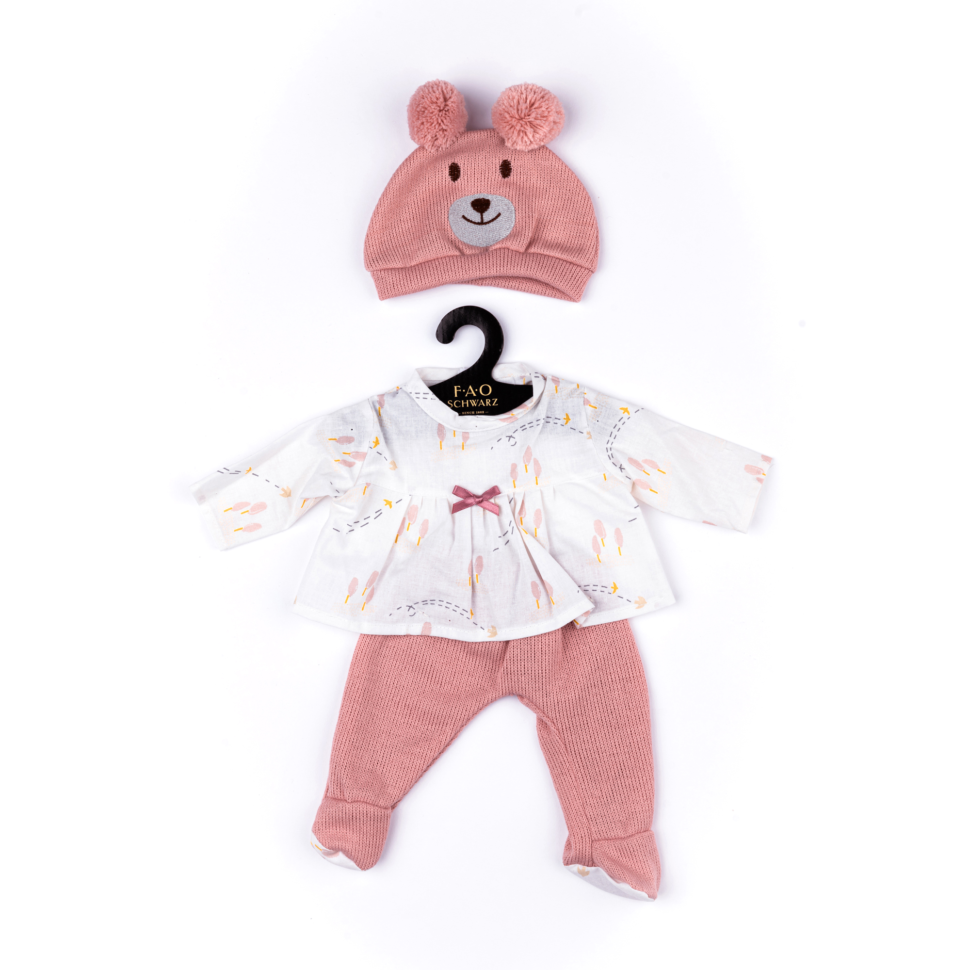 Completo rosa orsetto con camicetta, pantalone e cappellino per My FAO Doll 40 cm - FAO Schwarz