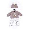 Completo tortora orsetto con maglioncino, pantalone e cappellino per My FAO Doll 40 cm - FAO Schwarz