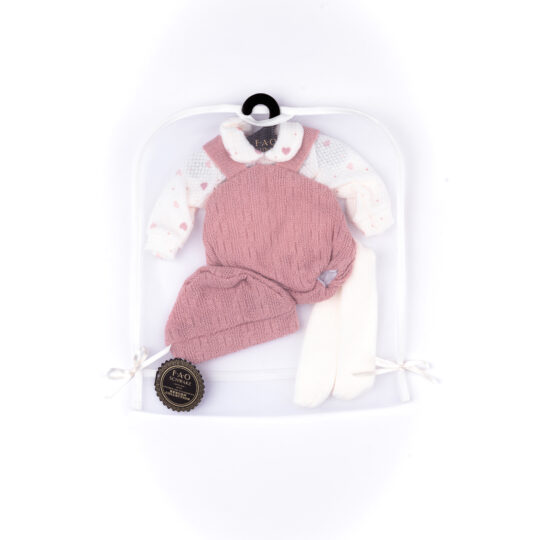 Salopette in tricot rosa antico per My FAO Doll 40 cm - FAO Schwarz