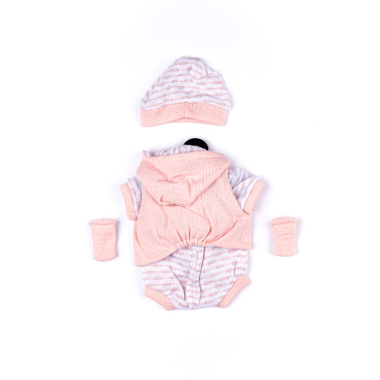 Completo in tricot rosa con pagliaccetto, giacchino cappellino e calzini per My FAO Doll 40 cm - FAO Schwarz