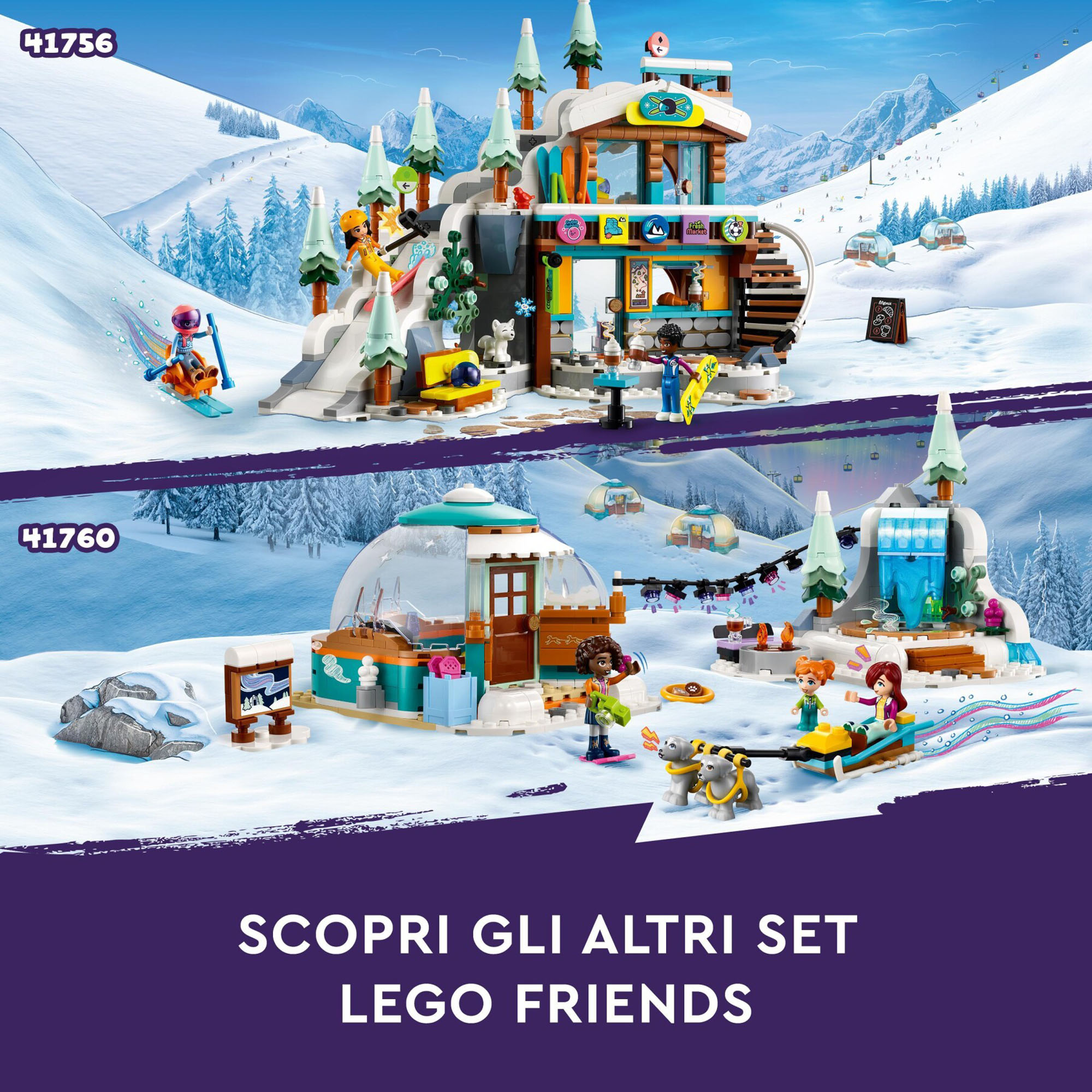 LEGO Friends 41756 Pista Da Sci E Baita, Set Sport Invernali Con Mini Bamboline - LEGO