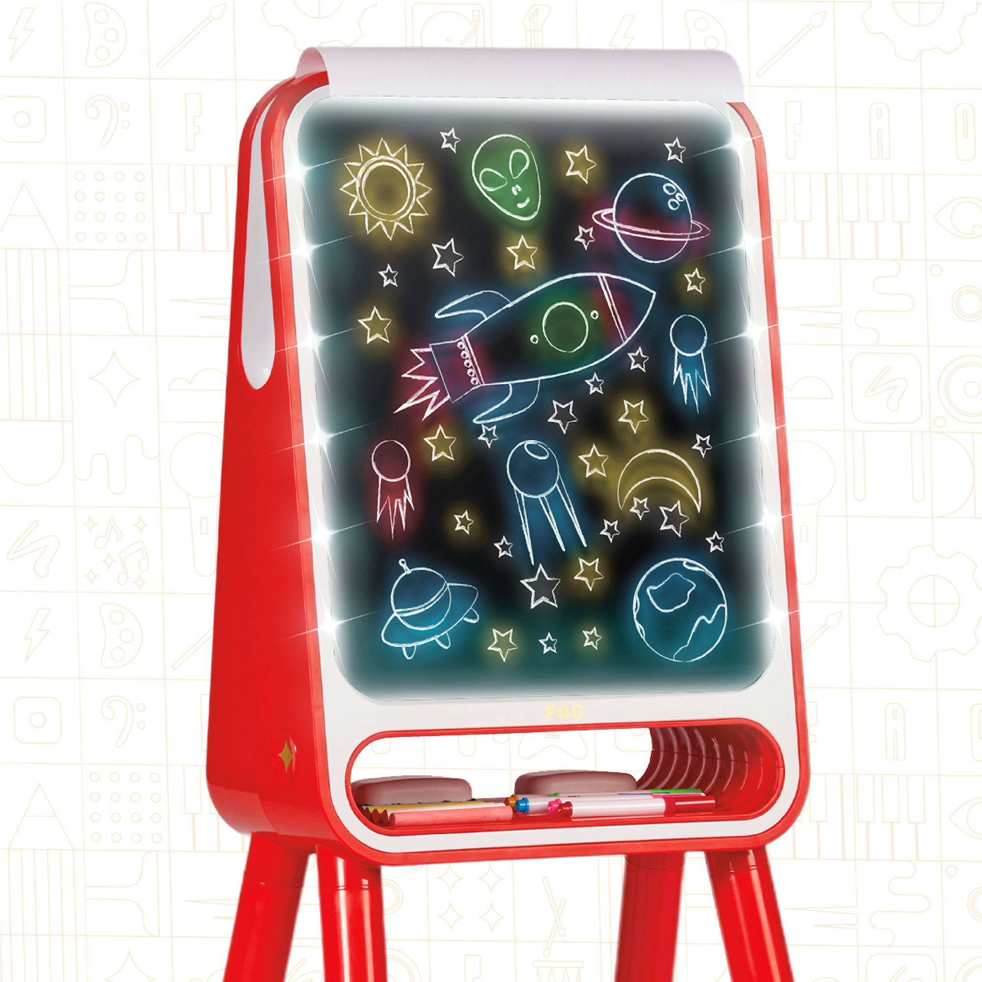 Lavagnetta con cavalletto Sketch & Glow 3-In-1 Art Studio - FAO Schwarz