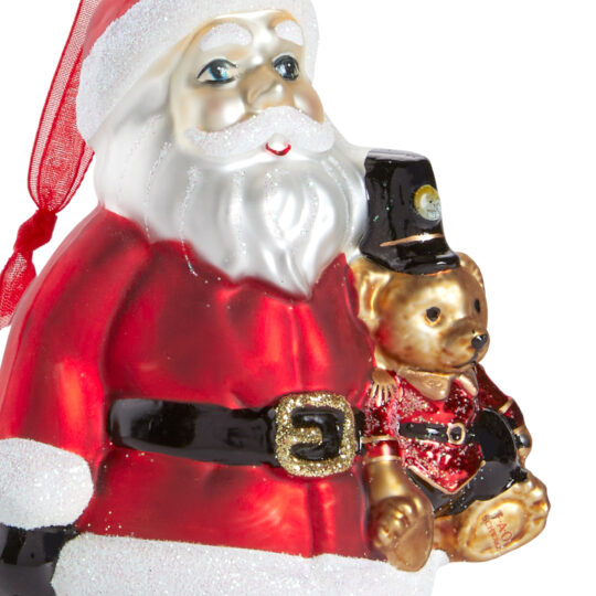 Decorazione in Vetro Babbo Natale con Orsetto - FAO Schwarz