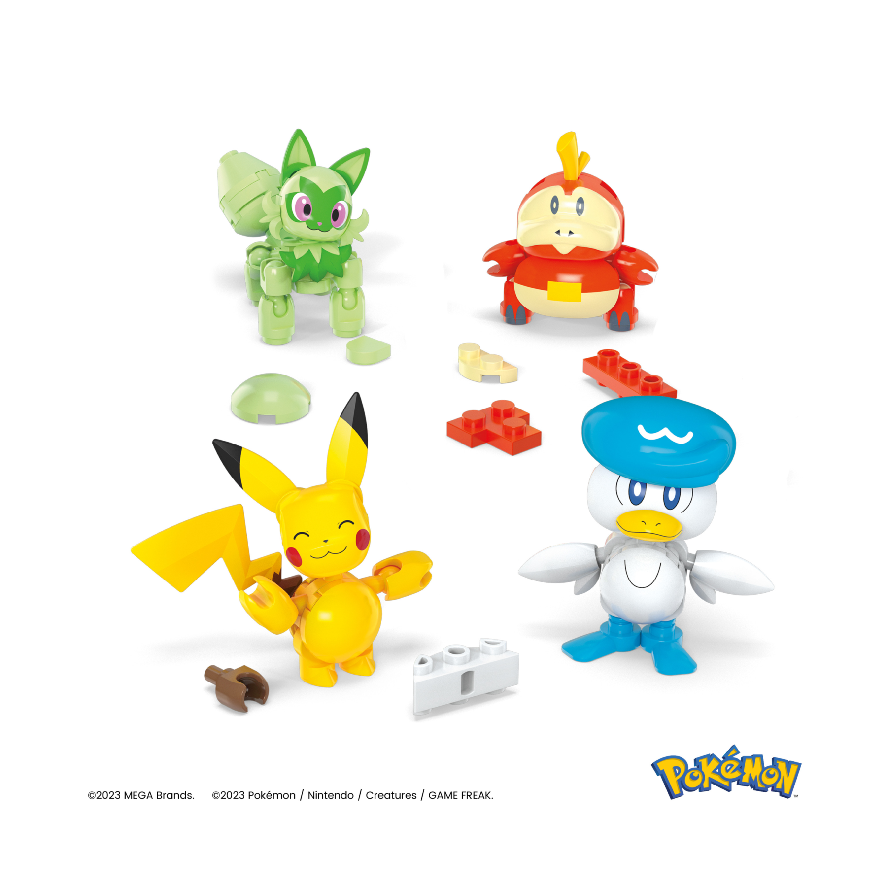 Team della Regione di Paldea, Set con 4 personaggi e 1 Pokéball, 79 Pezzi - Mega Pokémon - Mega, Pokémon