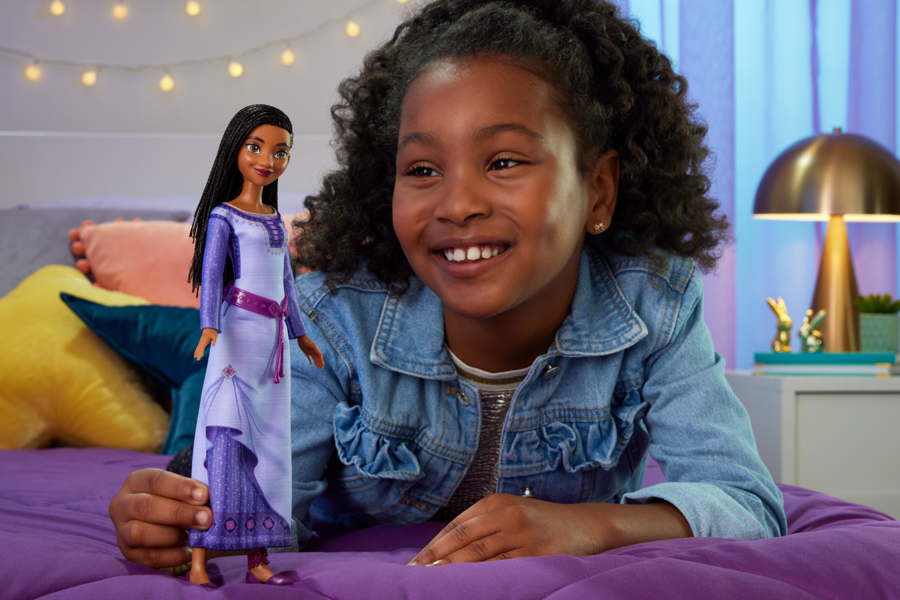 Disney Wish - Asha Di Rosas, Bambola Snodata Con Capelli Intrecciati e Accessori - Disney