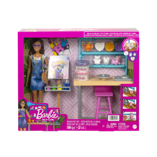 Barbie Studio D'Arte Creatività e Relax, composto da Bambola 25 Accessori per creare e dipingere - Barbie