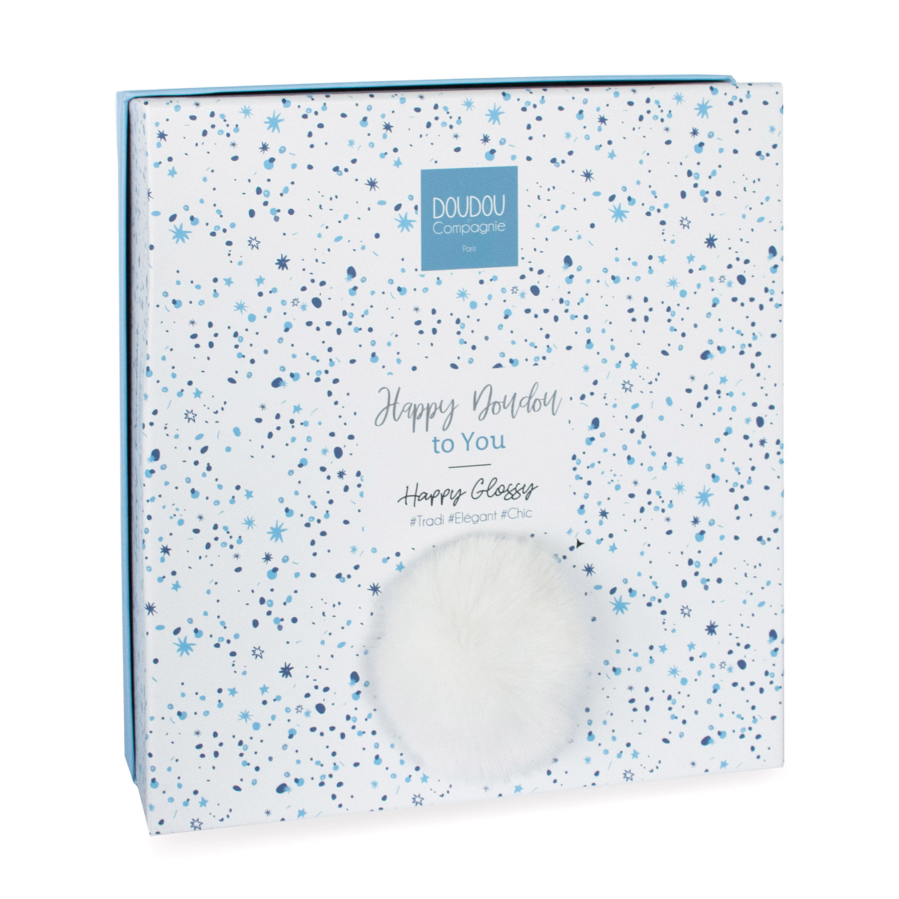 HAPPY GLOSSY - Doudou pompon bianco - Doudou et Compagnie