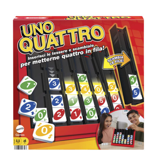 Uno quattro, posiziona quattro tessere e abbina colore e numero - Mattel Games