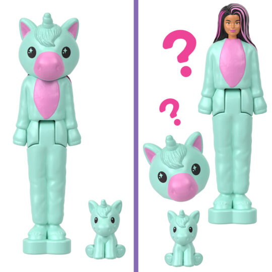 Mini Barbieland - Cutie Reveal Serie Color Dream - Mini Bambola Con Costume In Peluche E Cucciolo - Barbie