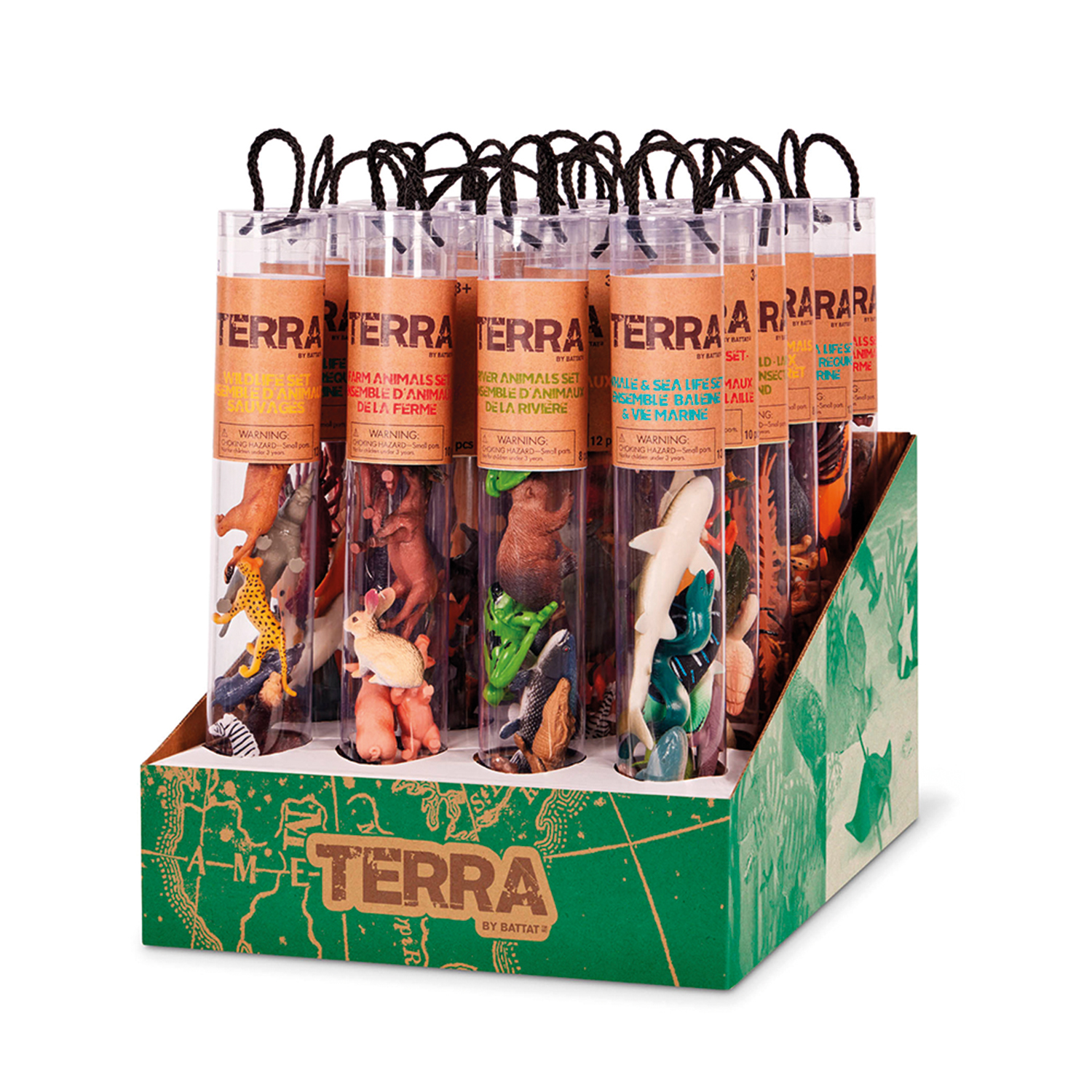 Terra - Animals in 12” Tubes Assortment - Display da 24 pz - B. Toys