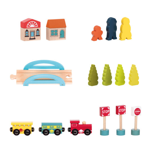 Set di trenini Wood e Wheels - B. Toys