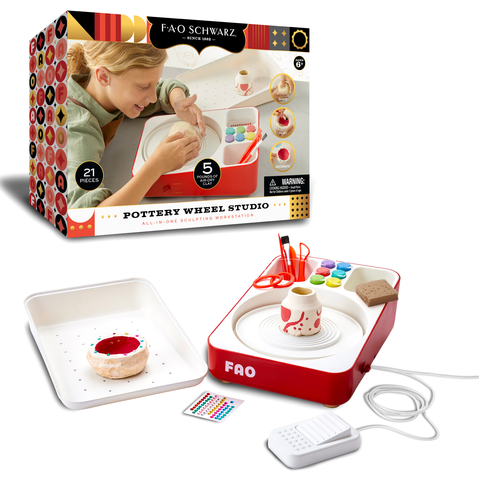 Studio per creare vasi in ceramica, workstation per scultura all-in-one, 21 pezzi - FAO Schwarz