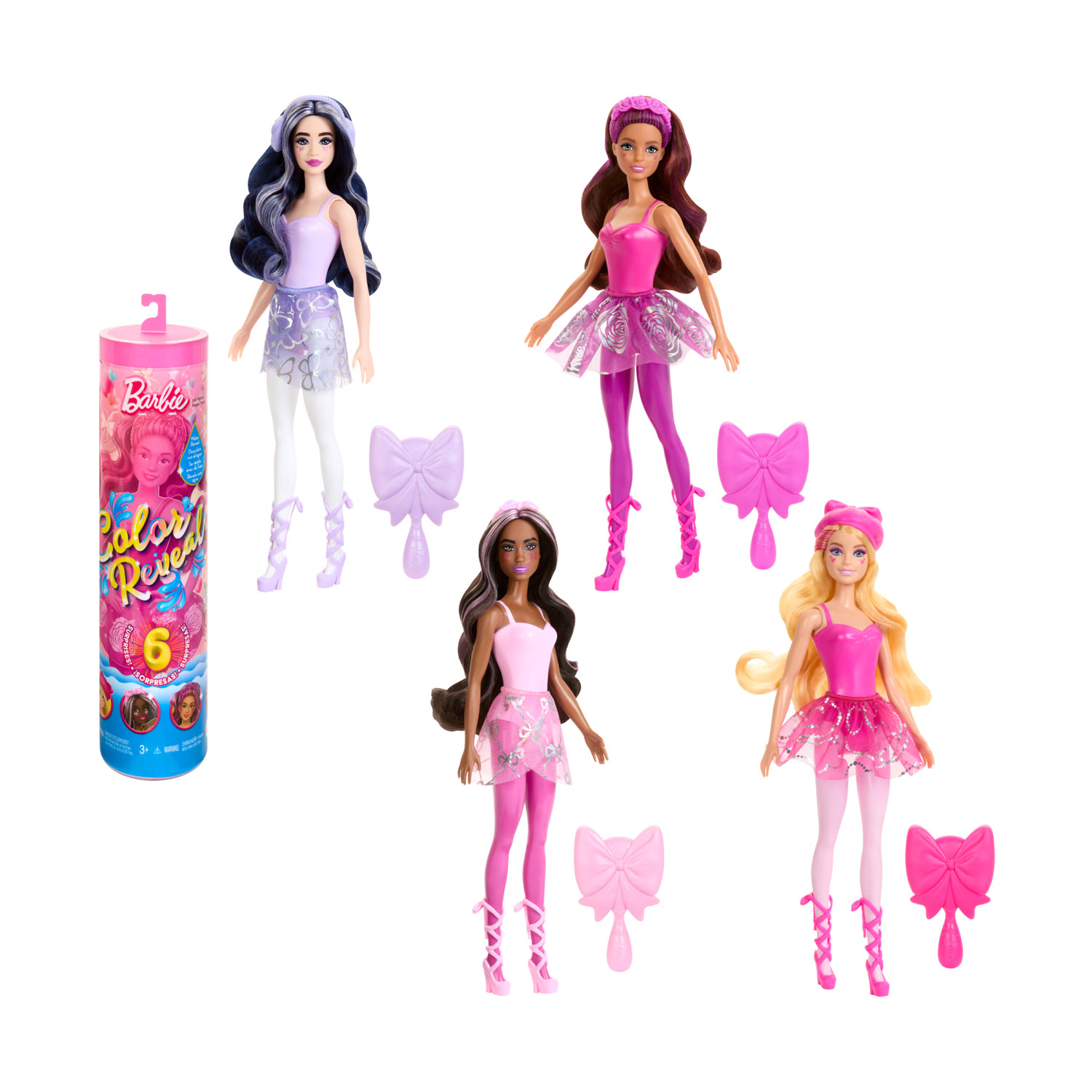 Barbie Color Reveal serie Ballerina con 6 accessori a sorpresa, effetto cambia colore - Barbie