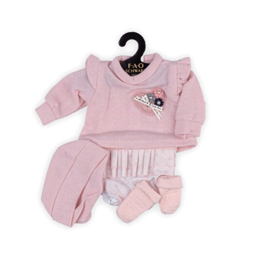 Completo con maglioncino rosa e pantaloncino con volant per My FAO Doll 40cm - FAO Schwarz